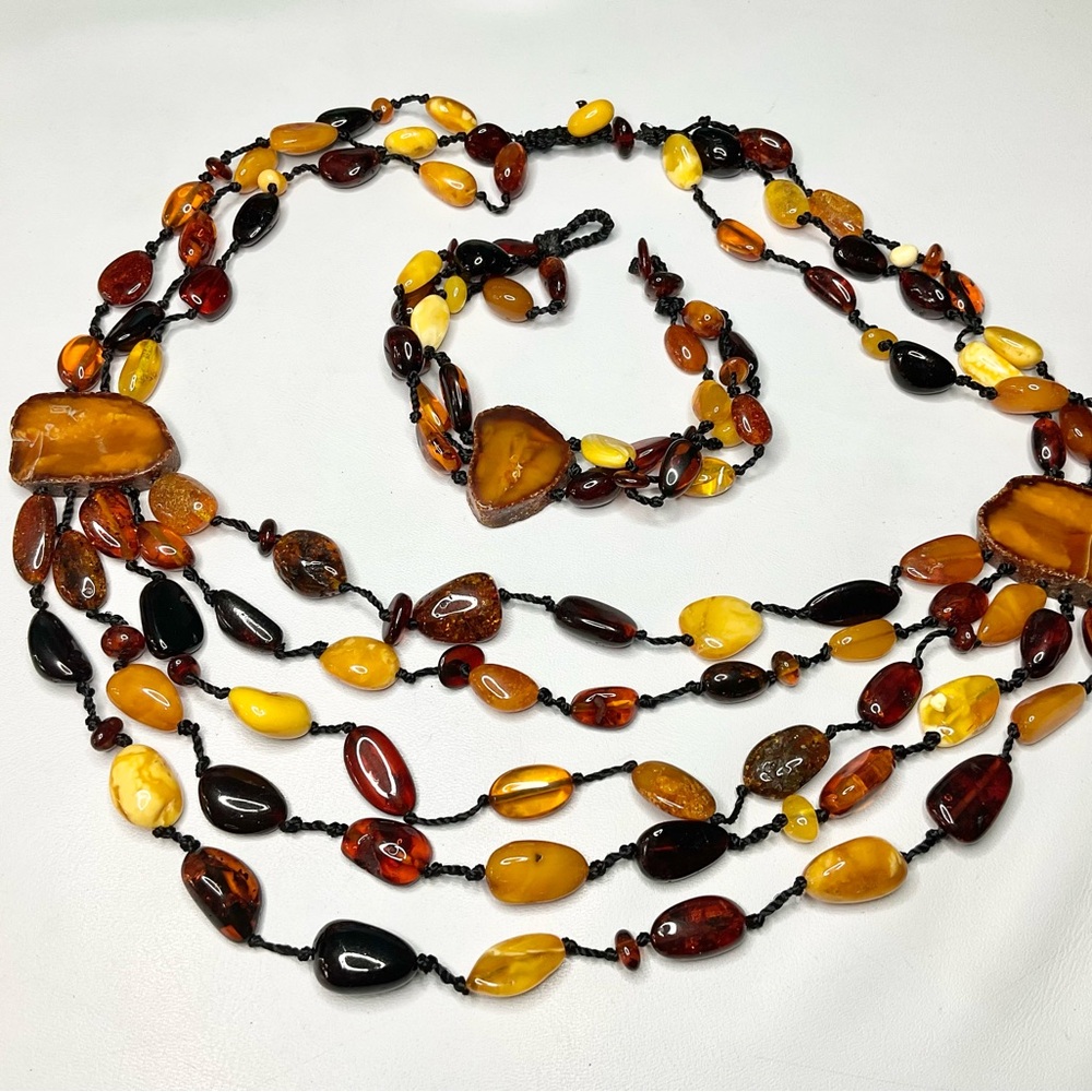 Baltic Amber Necklace + Earrings Set